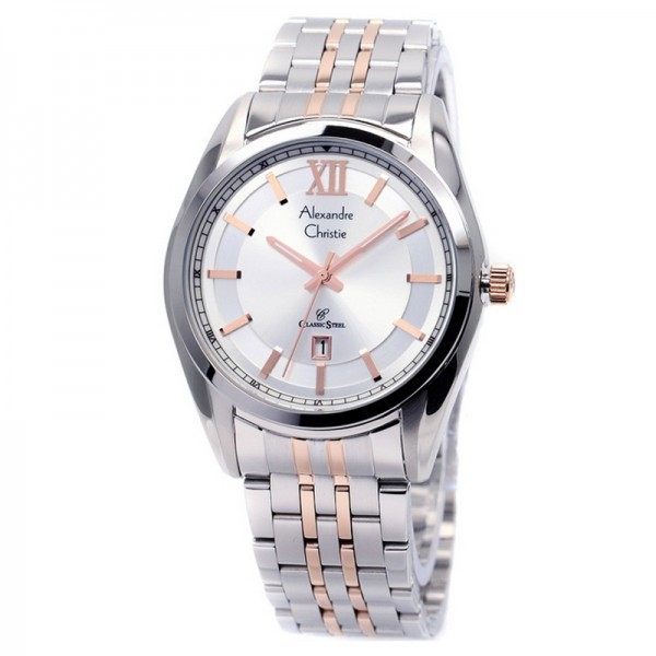 Alexandre Christie AC 8501 Silver Rosegold White Man MDBTRSL